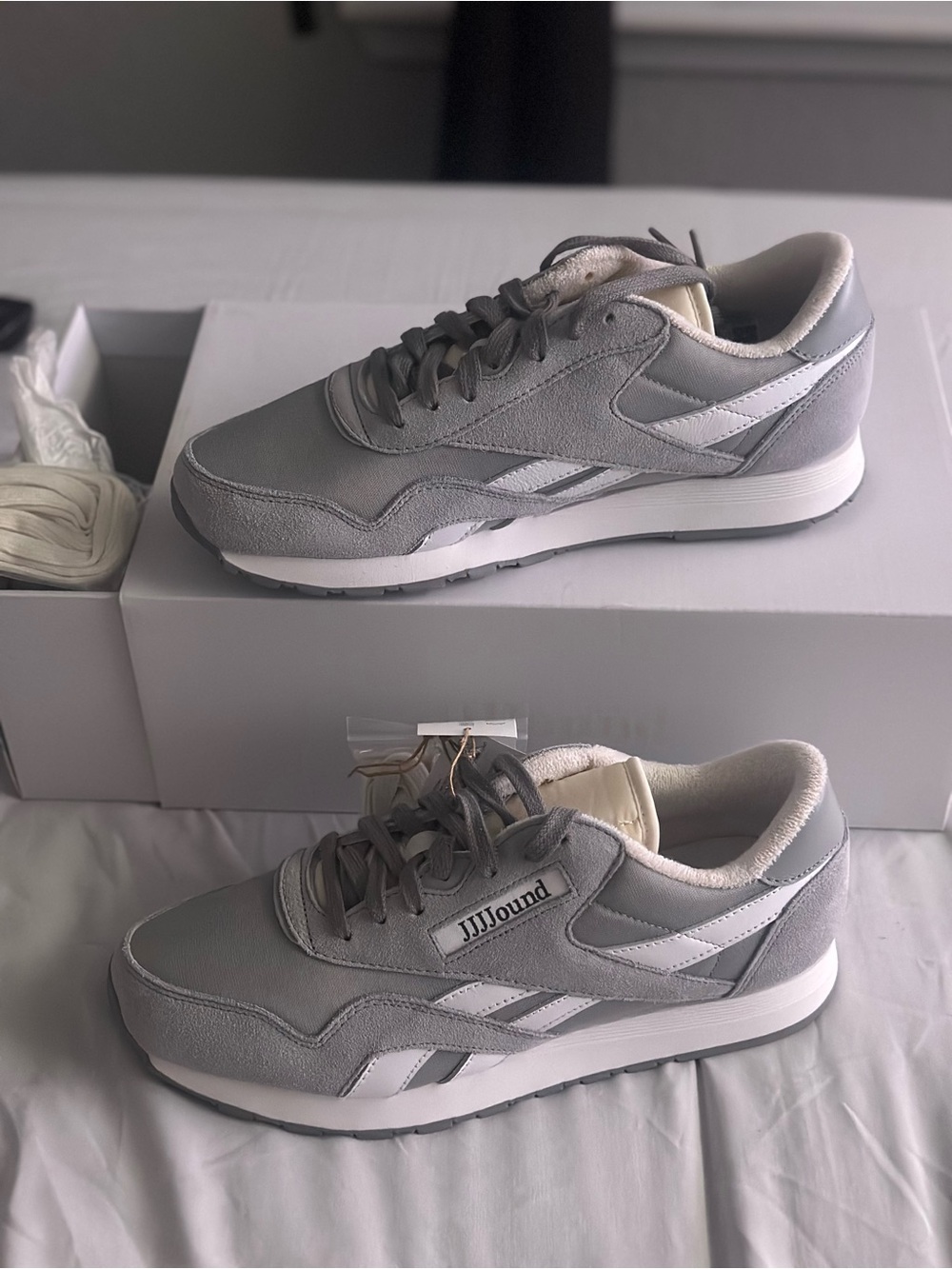 Reebok Men's Grey and White Classic Sneakers